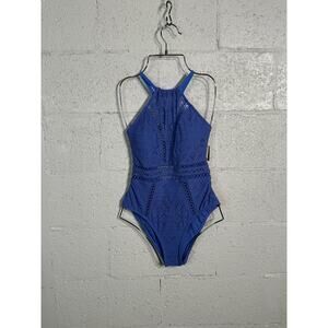 Salt + Cove Juniors' Crochet One-Piece Swimsuit blue small